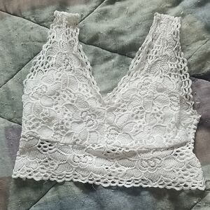White Lined Lace Bralette One Size XS–S